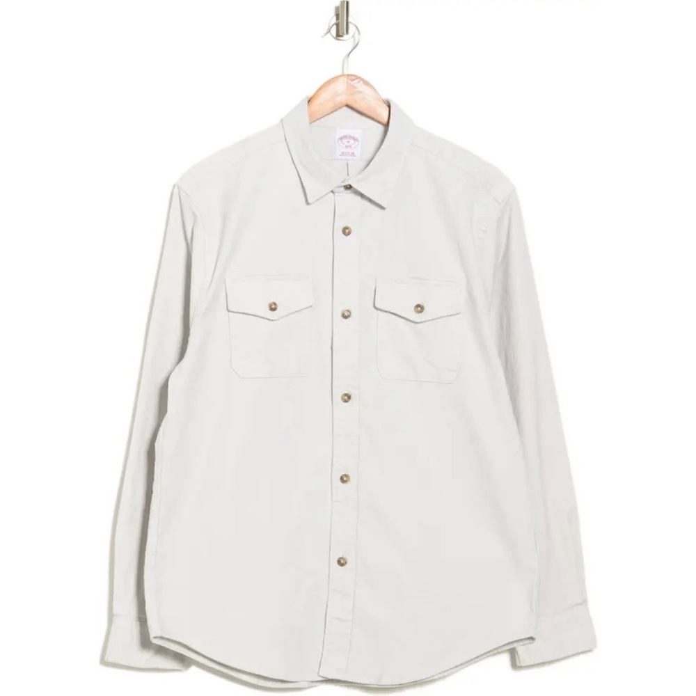 NWT Brooks Brothers Sport Fit Corduroy Shirt Jacket Antarctica White XL